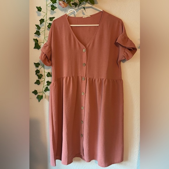 EASEL BUTTON DOWN DRESS, MEDIUM - Picture 1 of 6